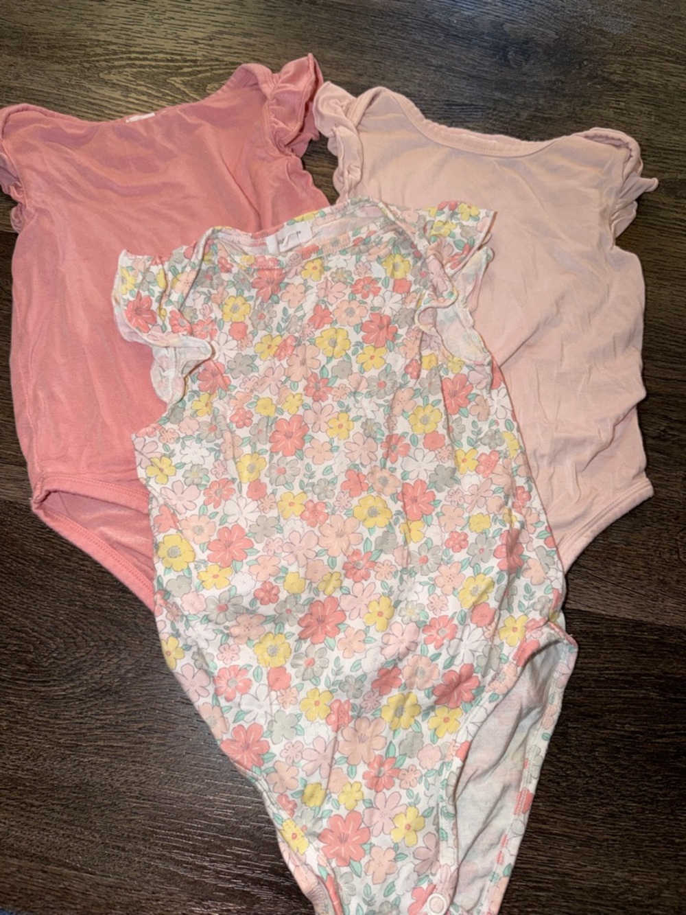 Angel Dear 18/24 Girls Floral & Pink Ruffle Sleeve Bodysuit Set